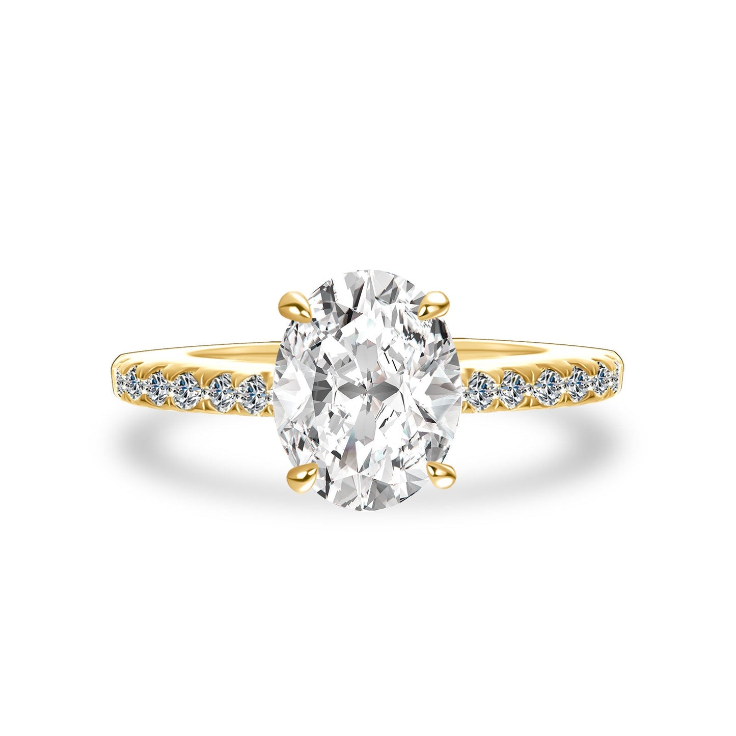 Aurevyn Moissanite 2.0 Ct Oval Cut Yellow Gold Promise Ring For Women