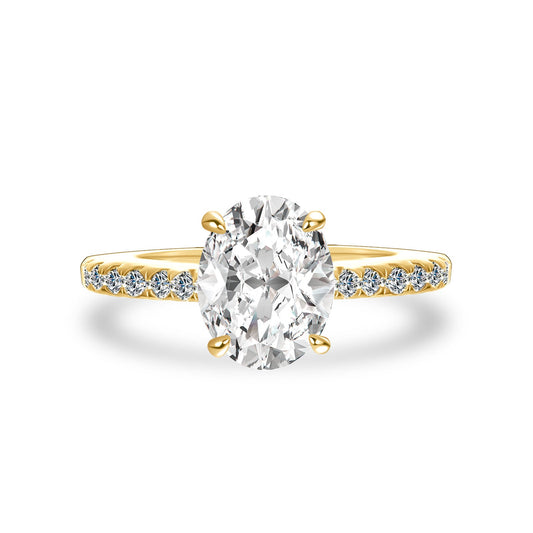 Aurevyn Moissanite 2.0 Ct Oval Cut Yellow Gold Promise Ring For Women