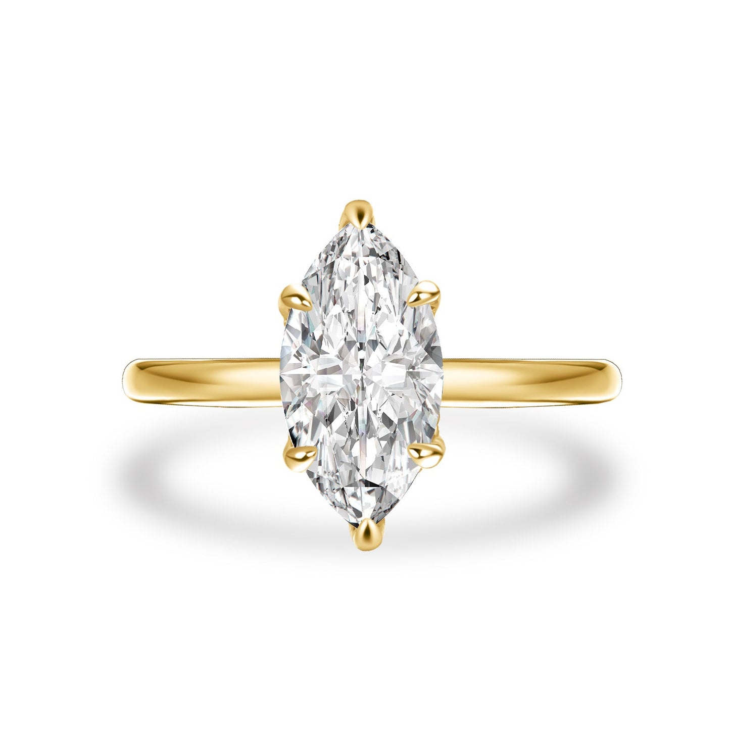 Aurevyn Moissanite 2.0 Ct Marquise Cut Solitaire Yellow Gold Promise Ring For Women