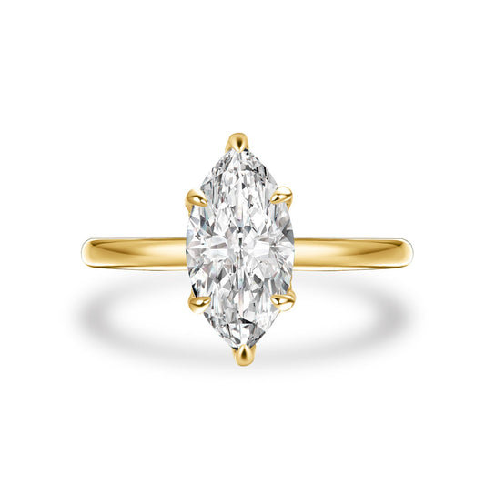 Aurevyn Moissanite 2.0 Ct Marquise Cut Solitaire Yellow Gold Promise Ring For Women