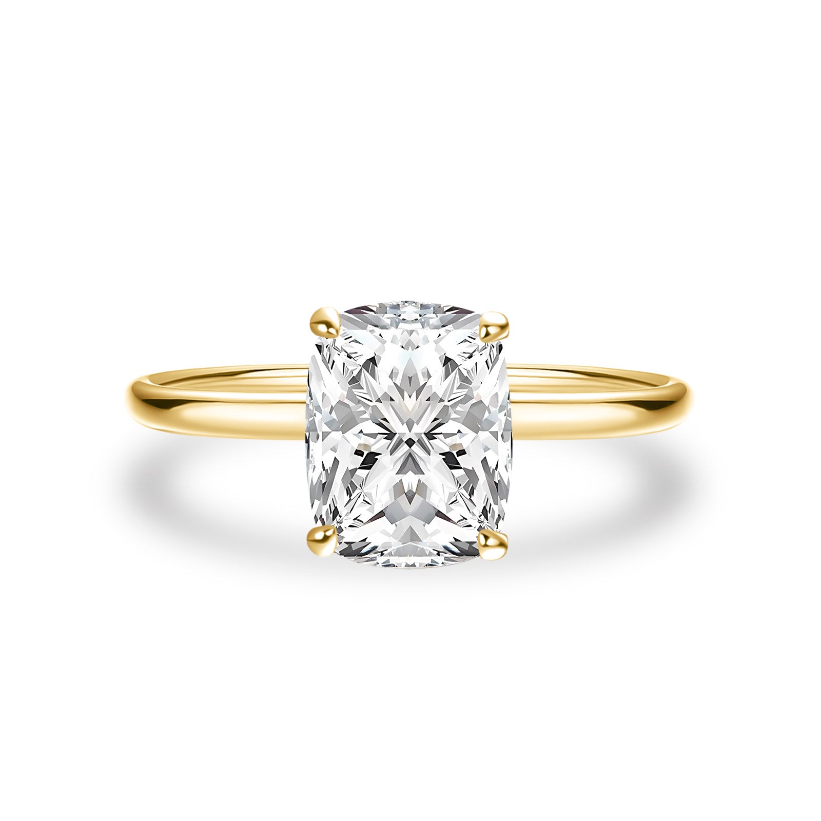Aurevyn Moissanite 2.5 Ct Cushion Cut Solitaire Yellow Gold Promise Ring For Women