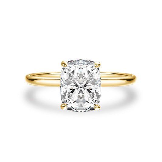Aurevyn Moissanite 2.5 Ct Cushion Cut Solitaire Yellow Gold Promise Ring For Women
