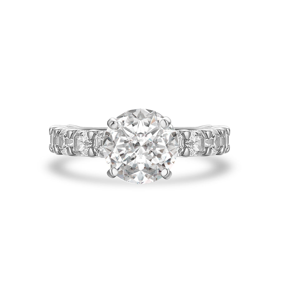 Aurevyn Moissanite 2.0Ct Round Cut Engagement Ring In Sterling Silver
