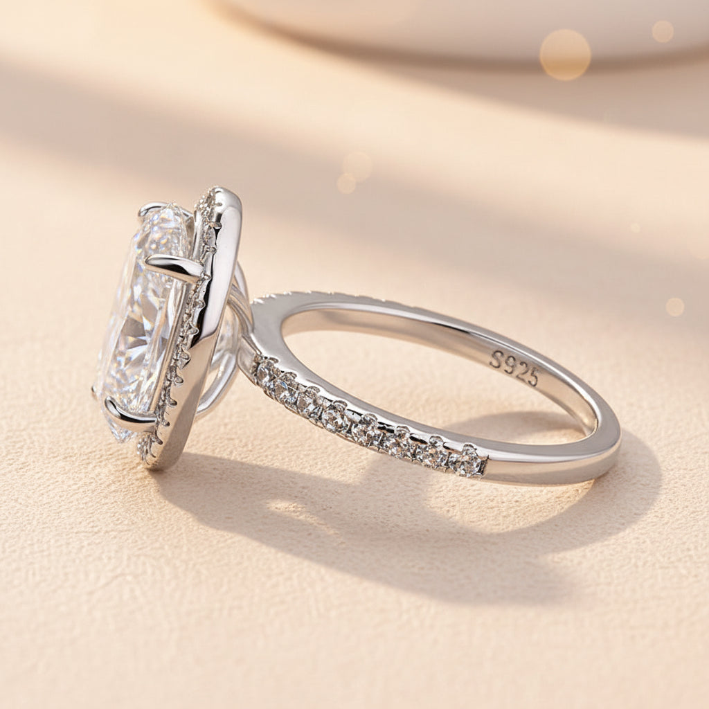 Aurevyn 4.0 Ct Oval Cut Halo White Gold Engagement Ring