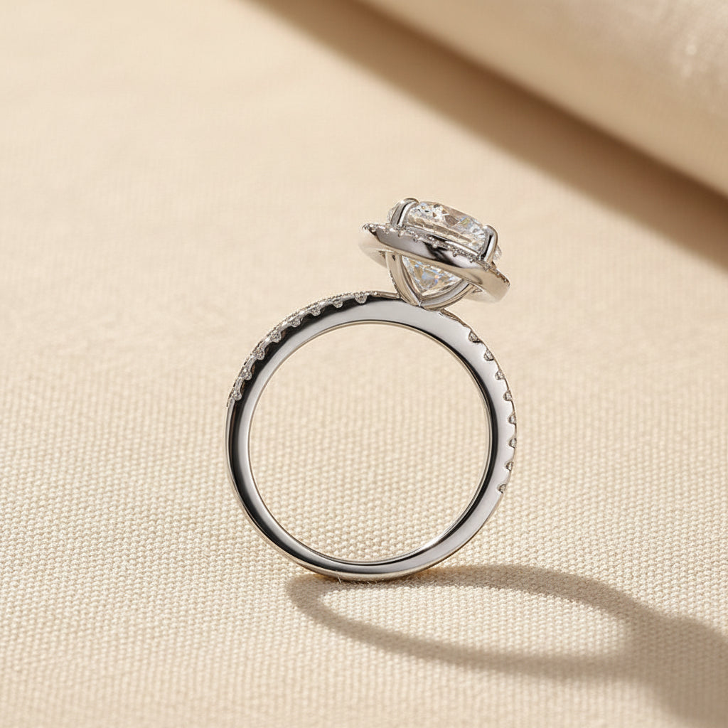 Aurevyn 4.0 Ct Oval Cut Halo White Gold Engagement Ring
