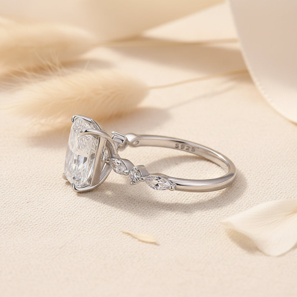Aurevyn 3.5 Ct Radiant Cut White Gold Travel Ring For Women