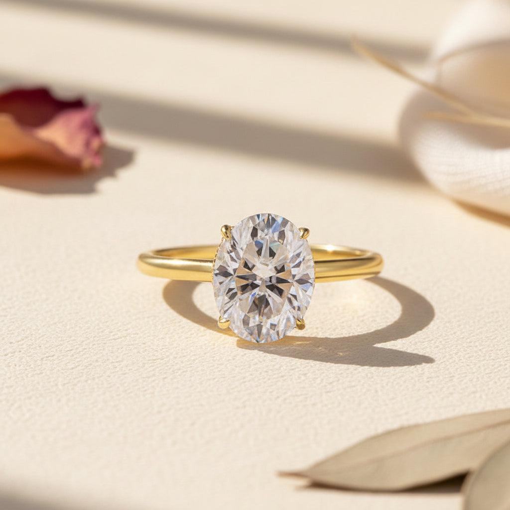 Aurevyn 2.0 Ct Solitaire Oval Cut Yellow Gold Promise Ring