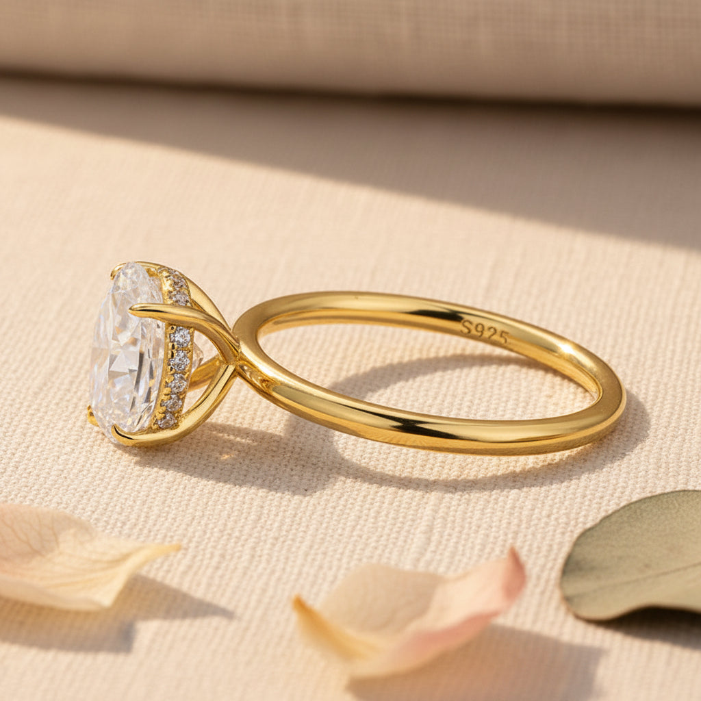 Aurevyn 2.0 Ct Solitaire Oval Cut Yellow Gold Promise Ring