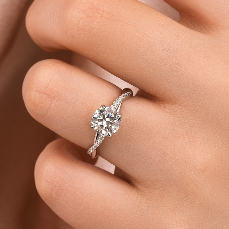 Aurevyn 1.2Ct/2.0 Ct Round Cut Twist White Gold Pave Promise Bridal Ring