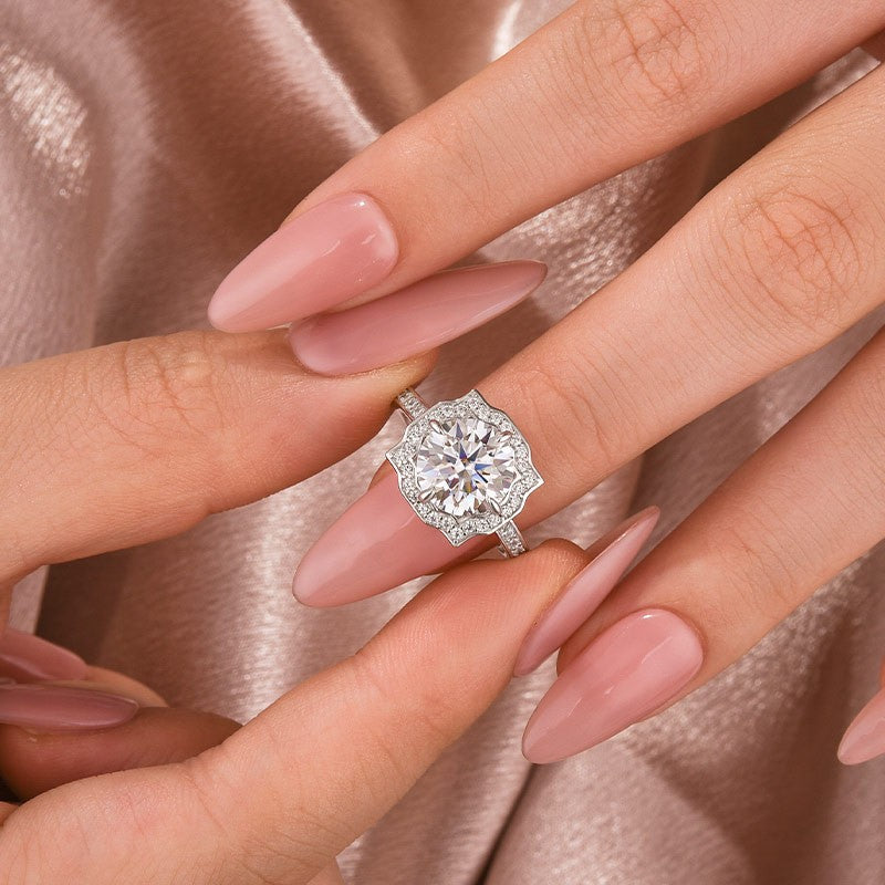 Aurevyn 3.0Ct Halo Round White Gold Engagement Ring