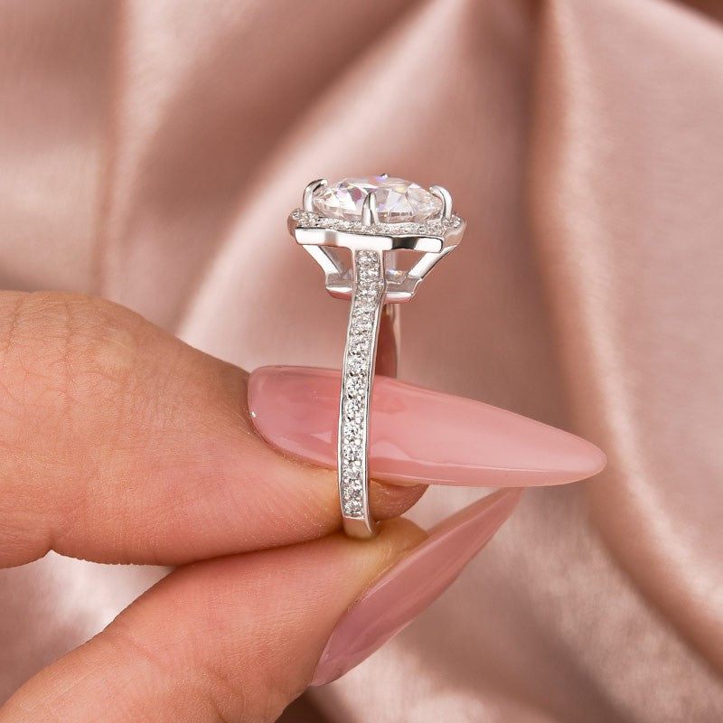 Aurevyn 3.0Ct Halo Round White Gold Engagement Ring