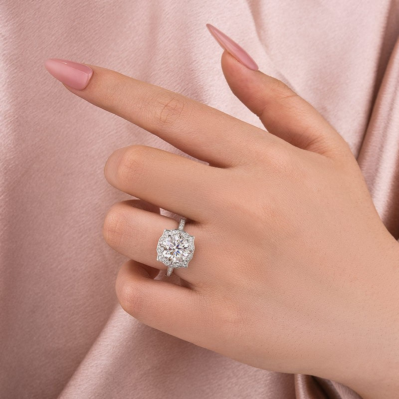 Aurevyn 3.0Ct Halo Round White Gold Engagement Ring