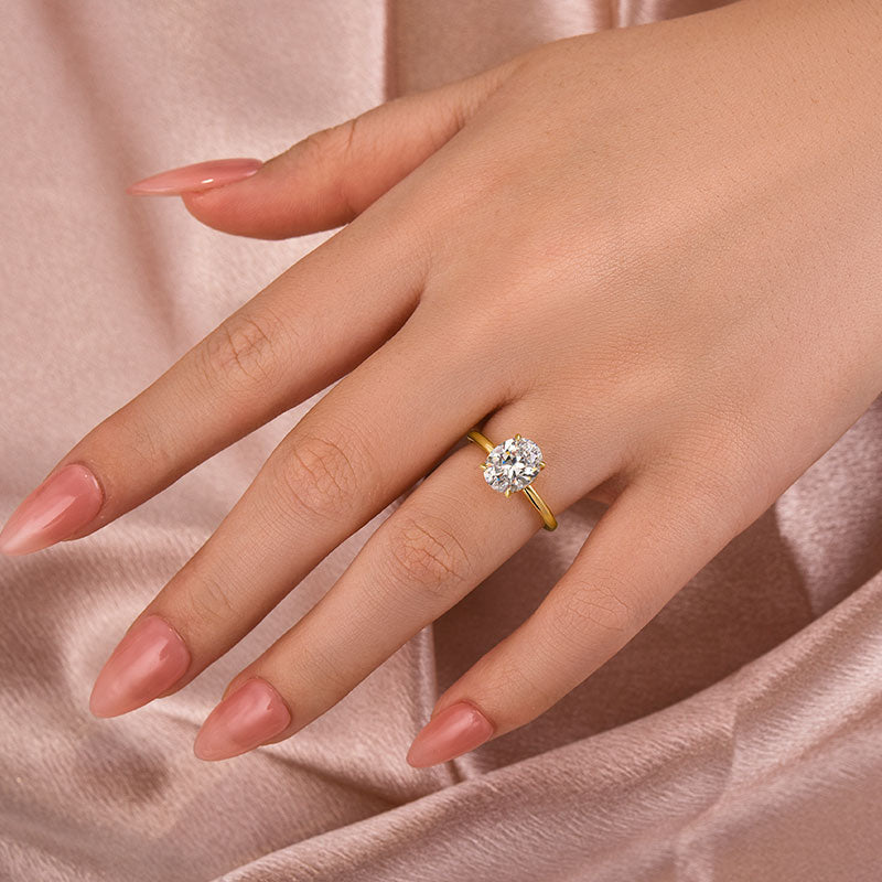 Aurevyn 2.0 Ct ～5.5 Ct Oval Cut Yellow Gold Promise Ring For Women