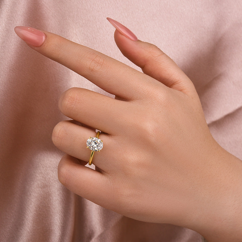 Aurevyn 2.0 Ct Solitaire Oval Cut Yellow Gold Promise Ring