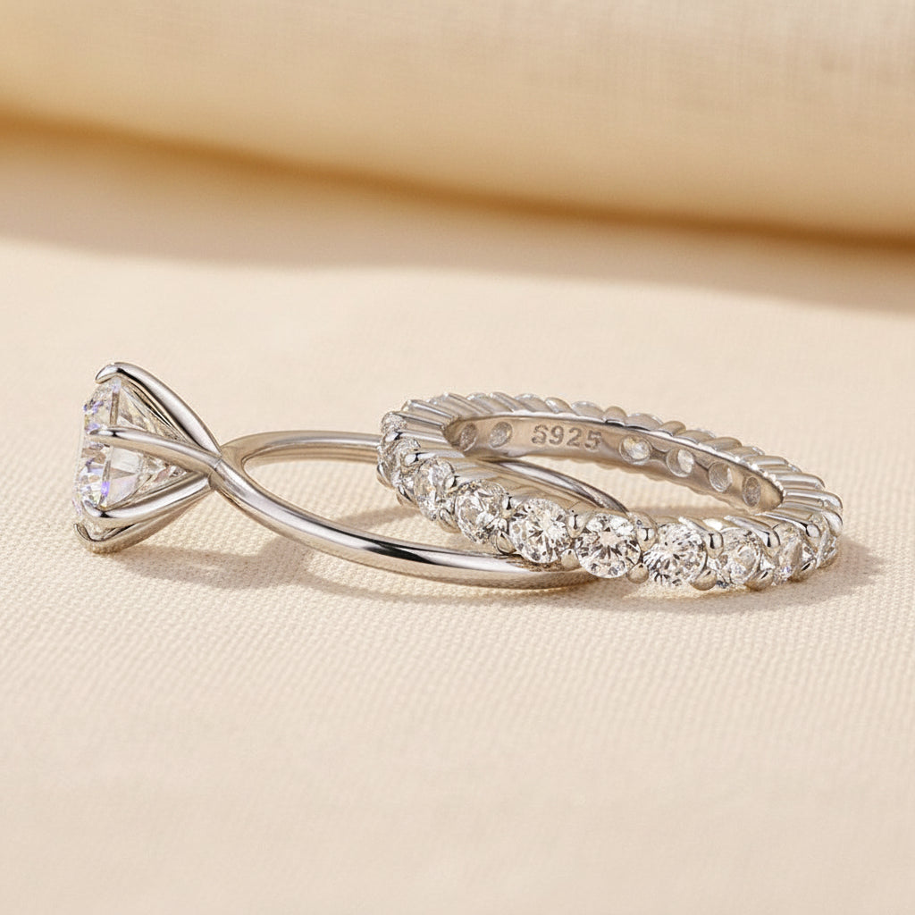 Aurevyn Solitaire 2.0 Ct/4.0Ct 6 Prong Round Cut Moissanite Diamond Wedding Ring