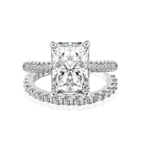 Aurevyn Moissanite 3.5Ct Radiant Cut White Gold Engagement Ring with Pavé Ring