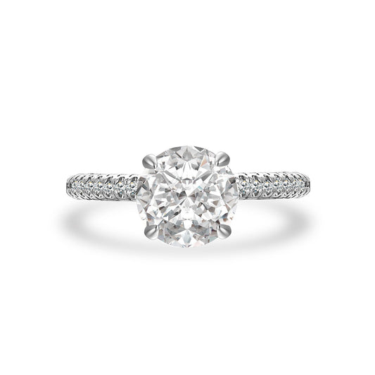 Aurevyn Triple Row Pavé 1.0Ct/2.0Ct Round Cut Moissanite Engagement Ring In Sterling Silver