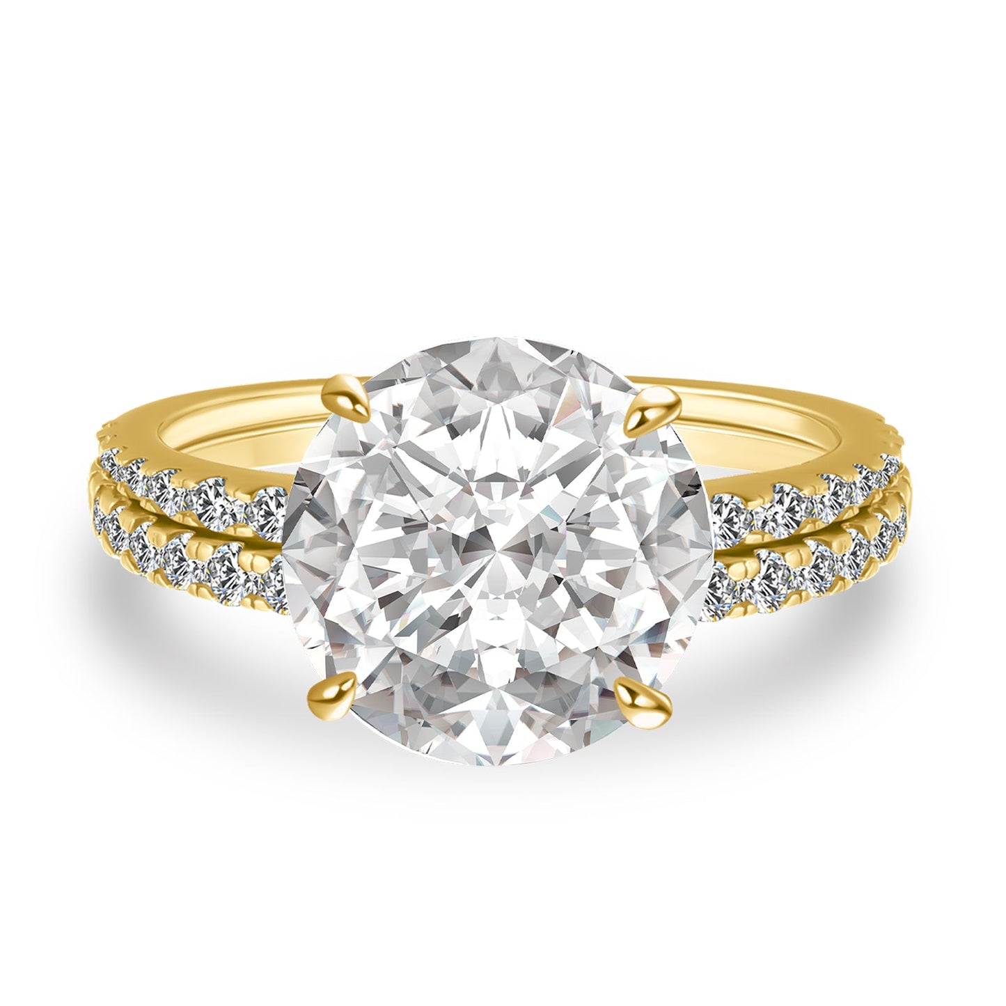 Aurevyn 4.0 Ct Round Cut Yellow Gold Wedding Ring Set
