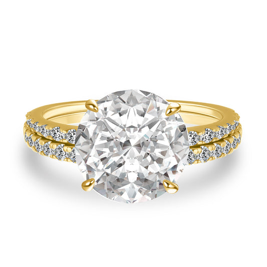 Aurevyn 4.0 Ct Round Cut Yellow Gold Wedding Ring Set