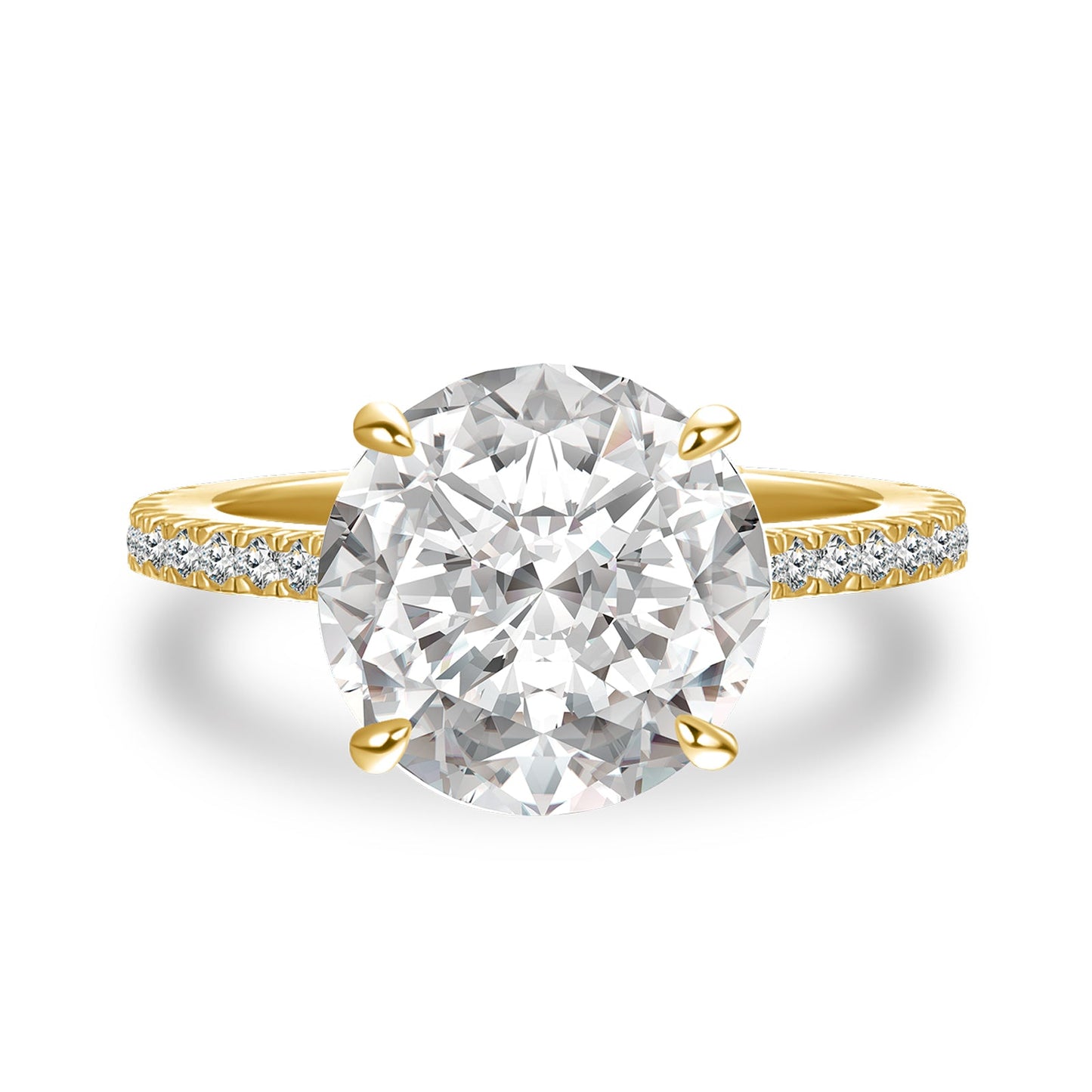 Aurevyn 4.0 Ct Round Yellow Gold Engagement Ring