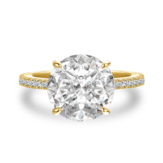 Aurevyn 4.0 Ct Round Yellow Gold Engagement Ring