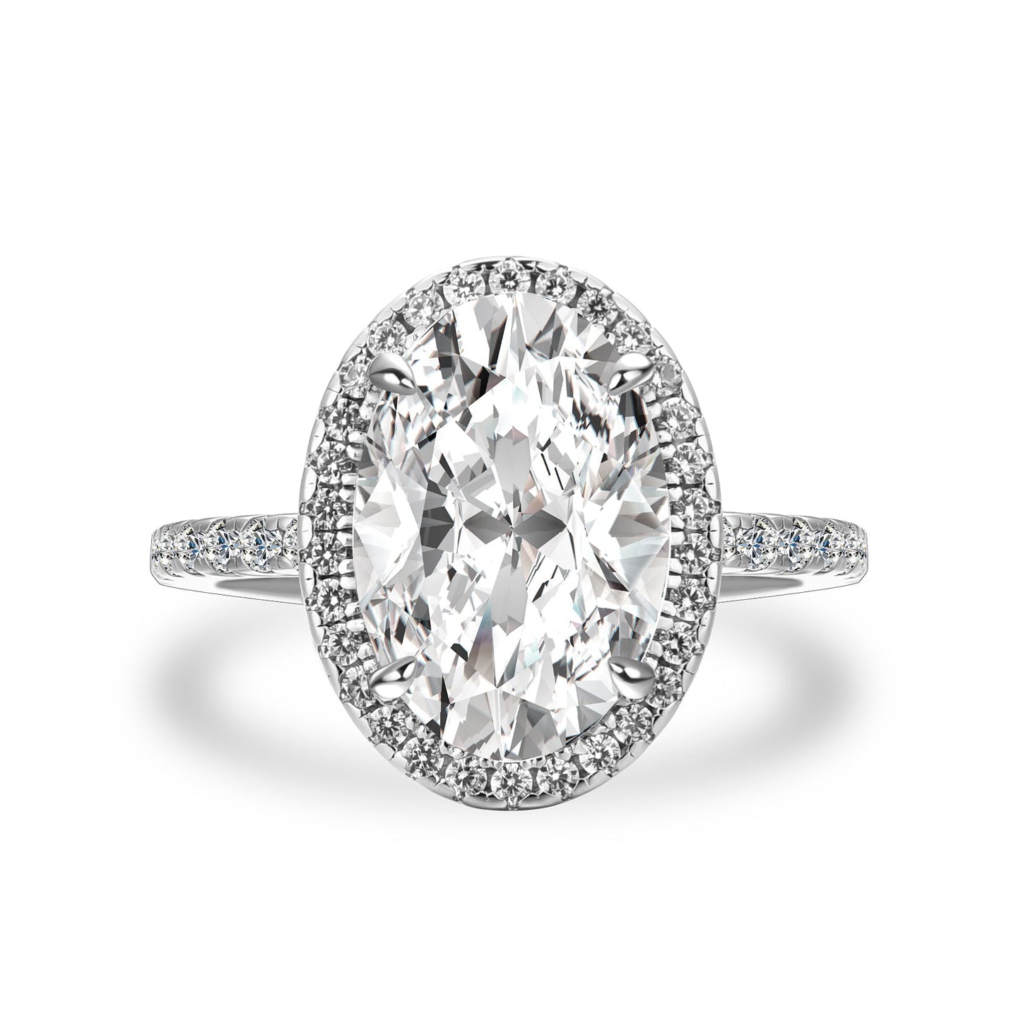 Aurevyn 4.0 Ct Oval Cut Halo White Gold Engagement Ring