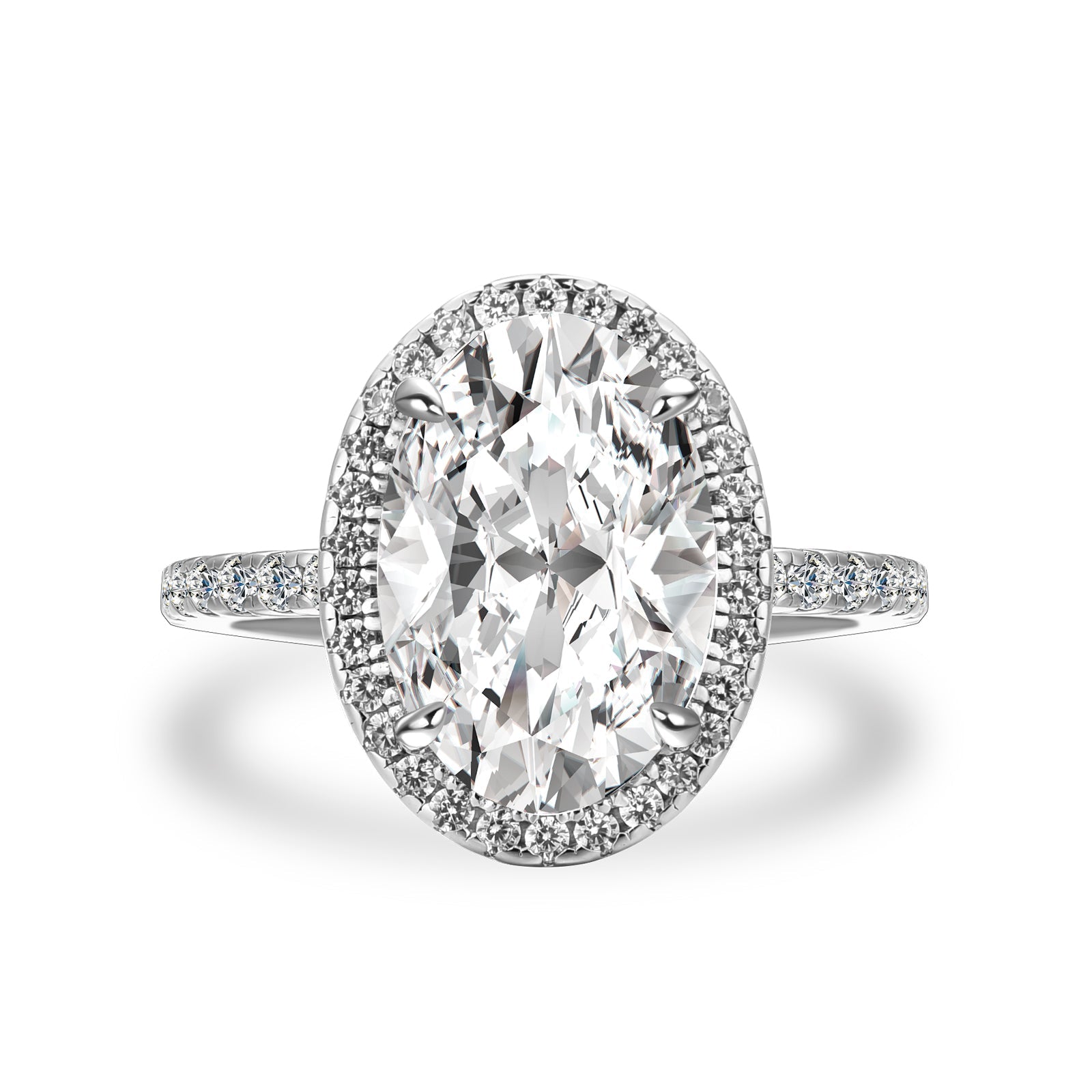Aurevyn 4.0 Ct Oval Cut Halo White Gold Engagement Ring