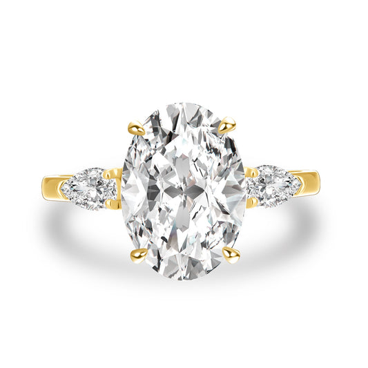 Aurevyn 4.0 Ct Oval Cut Yellow Gold Promise Ring