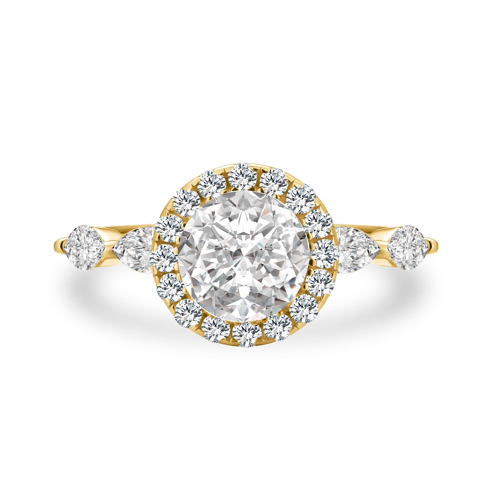 Aurevyn 1.0 Ct Halo Round Cut Yellow Gold Promise Ring