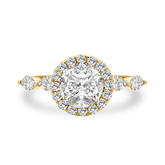 Aurevyn 1.0 Ct Halo Round Cut Yellow Gold Promise Ring