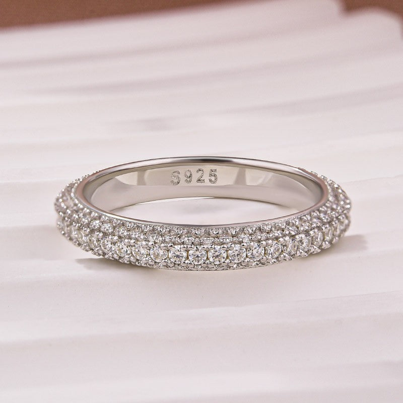 Aurevyn 2.0Ct White Gold Pavé Moissanite Wedding Ring