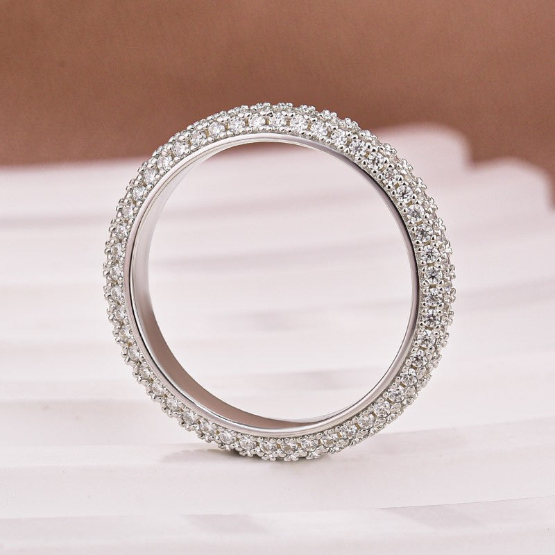 Aurevyn 2.0Ct White Gold Pavé Moissanite Wedding Ring