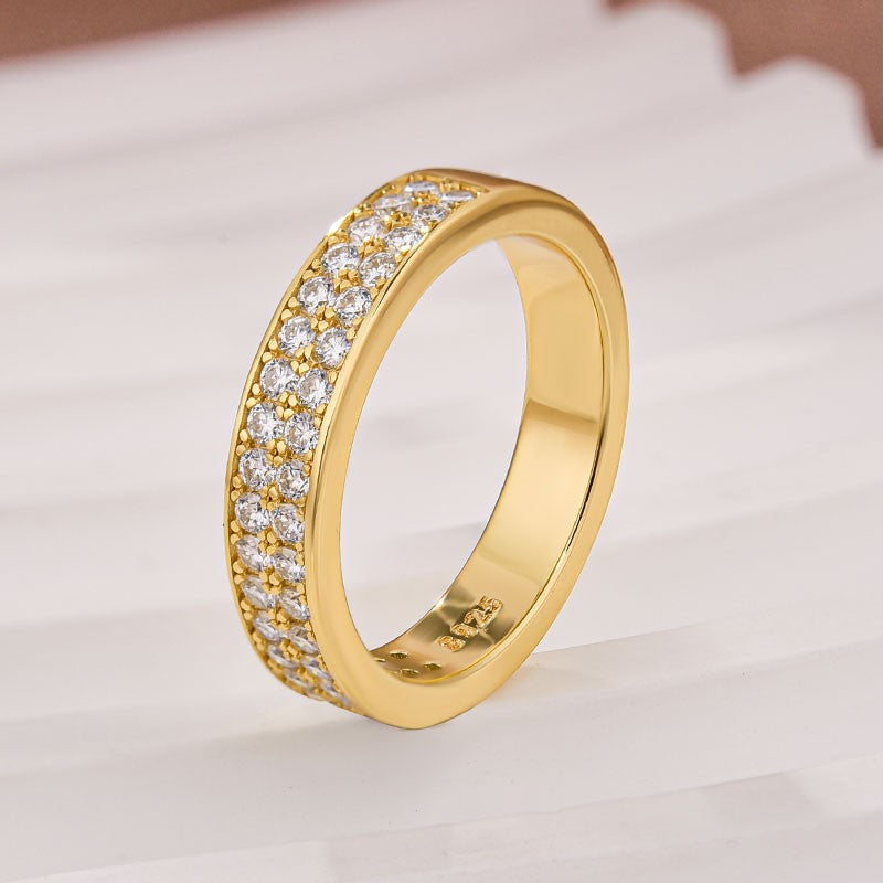 Aurevyn Half 1.0 Ct Round Cut Moissanite Wide Wedding Band In Sterling Silver