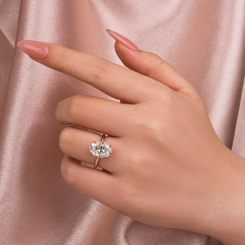 Aurevyn 4.0 Ct Oval Cut Rose Gold Promise Ring For Women