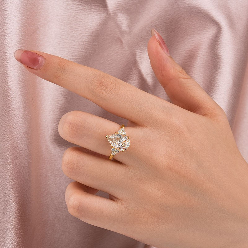 Aurevyn 3.0 Ct Pear Cut Yellow Gold Engagement Ring with Round Cut Side Stone