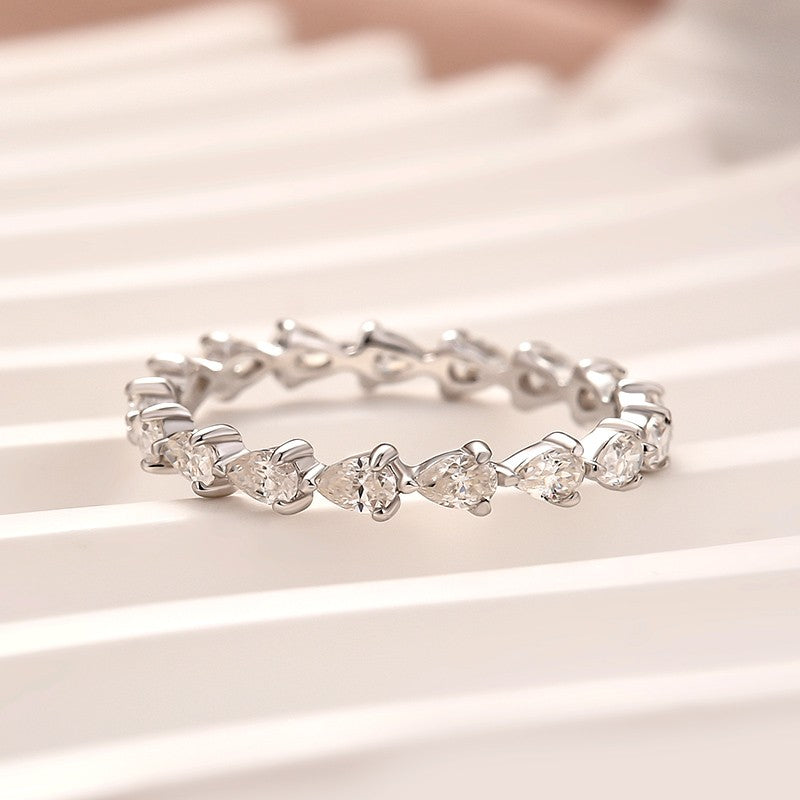 Aurevyn Full Eternity Pear Cut White Gold Wedding Band