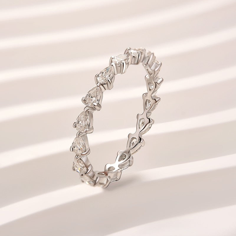 Aurevyn Full Eternity Pear Cut White Gold Wedding Band