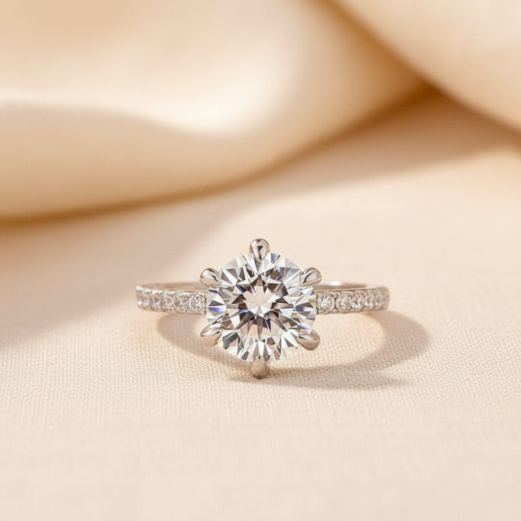 Aurevyn 2.0Ct Round Cut 6 Prong Promise Rings For Women