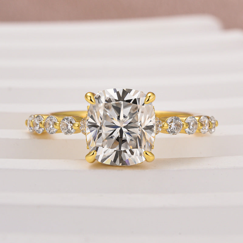 Aurevyn 2.0 Ct Yellow Gold Cushion Cut Bridal Ring