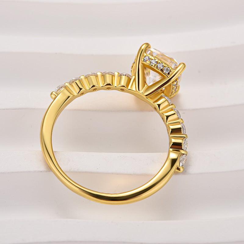 Aurevyn 2.0 Ct Yellow Gold Cushion Cut Bridal Ring