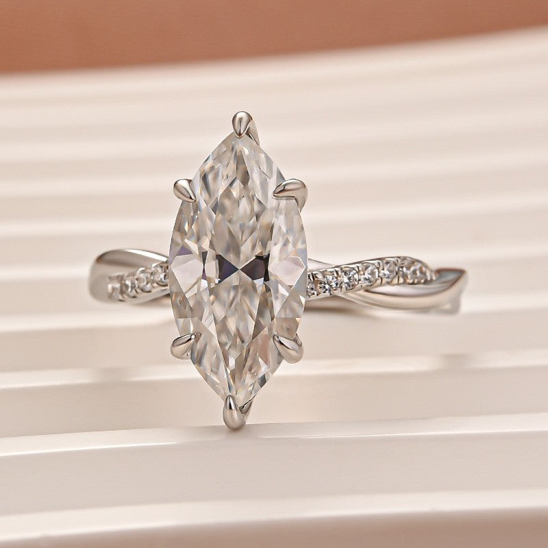 Aurevyn Moissanite 3.0Ct Marquise Cut Twist Promise Ring For Women