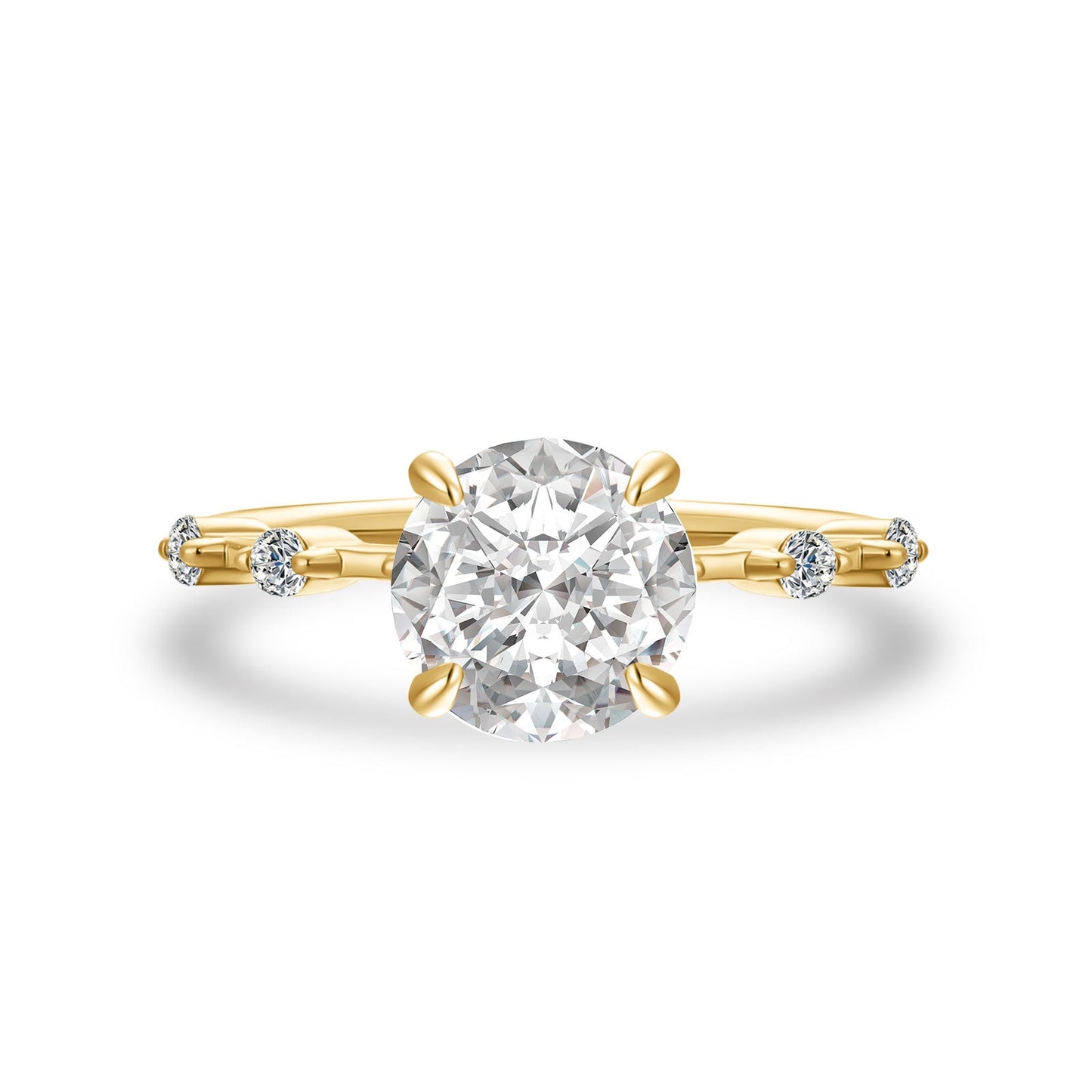 Aurevyn Moissanite 2.0 Ct Round Cut Yellow Gold Promise Ring For Women