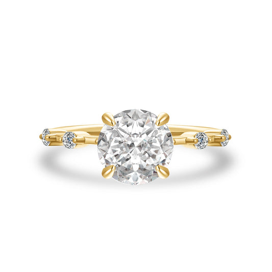 Aurevyn Moissanite 2.0 Ct Round Cut Yellow Gold Promise Ring For Women