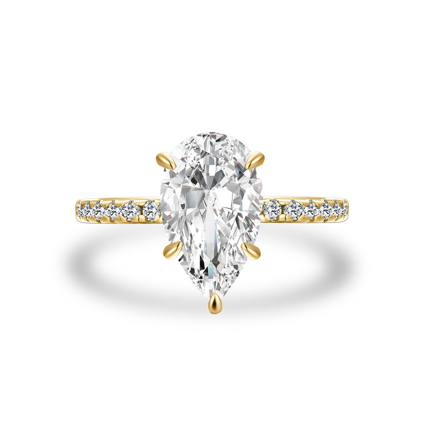 Aurevyn Moissanite 2.8Ct Pear Cut Yellow Gold Promise Ring For Women