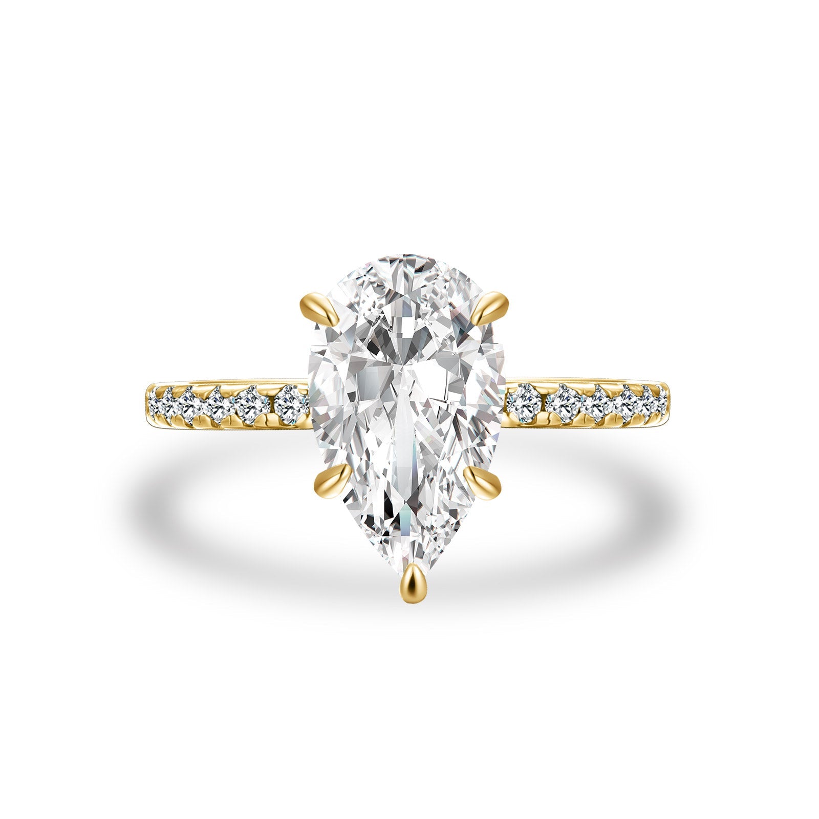 Aurevyn Moissanite 2.8Ct Pear Cut Yellow Gold Promise Ring For Women