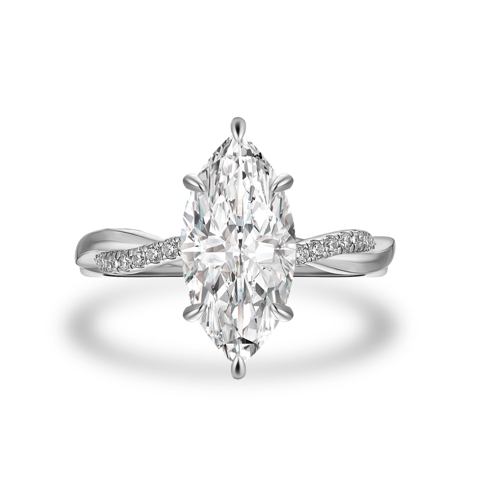 Aurevyn Moissanite 3.0Ct Marquise Cut Twist Promise Ring For Women