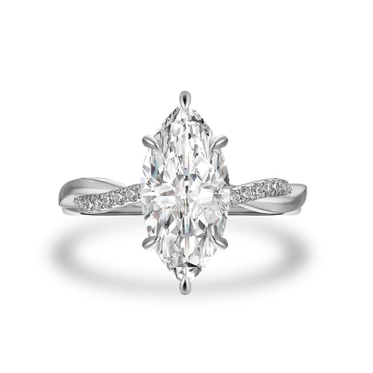 Aurevyn Moissanite 3.0Ct Marquise Cut Twist Promise Ring For Women