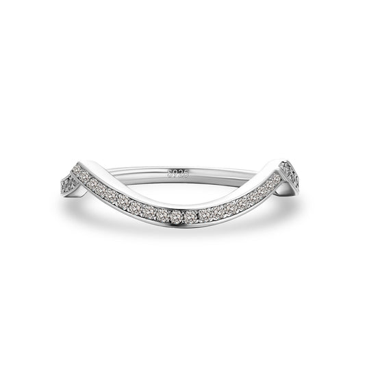 Aurevyn 0.5Ct Round Cut White Gold Curve Channel Set Wedding Band In Sterling Silver