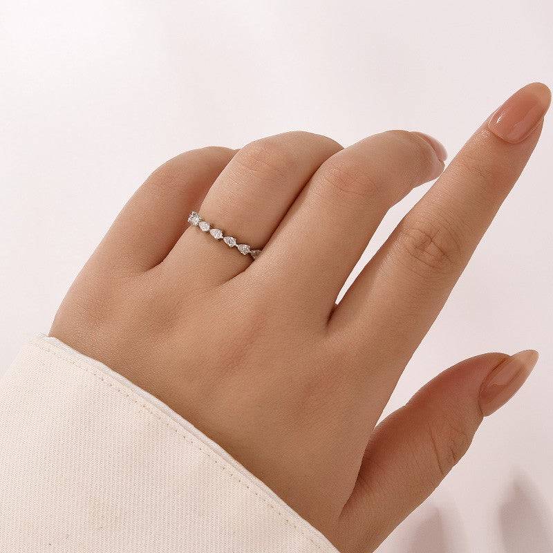 Aurevyn Full Eternity Pear Cut White Gold Wedding Band