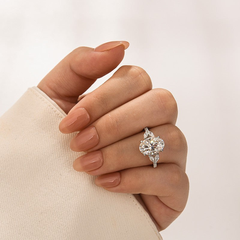 Aurevyn 4.0 Ct Oval and Angled Marquise Five Stone White Gold Engagement Ring